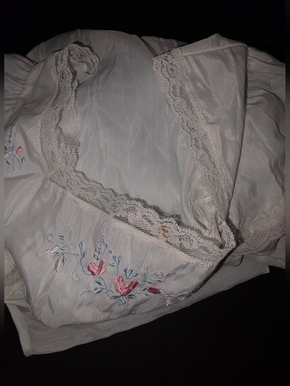 Vintage Barbizon 60's'70's Soft Blue Lace-Trim Long Nightgown * Feminine Chemise - Picture 16 of 16